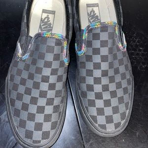 Vans Classic Slip-On Black Platform.  Brand New, never worn. Customized, Size 10